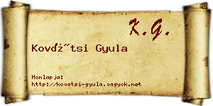 Kovátsi Gyula névjegykártya